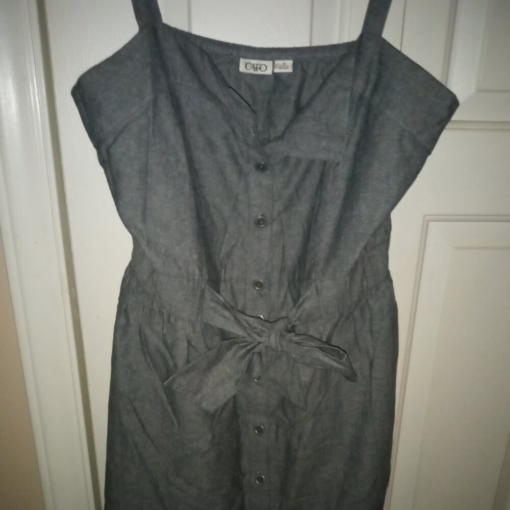 Jean dress with a bow..